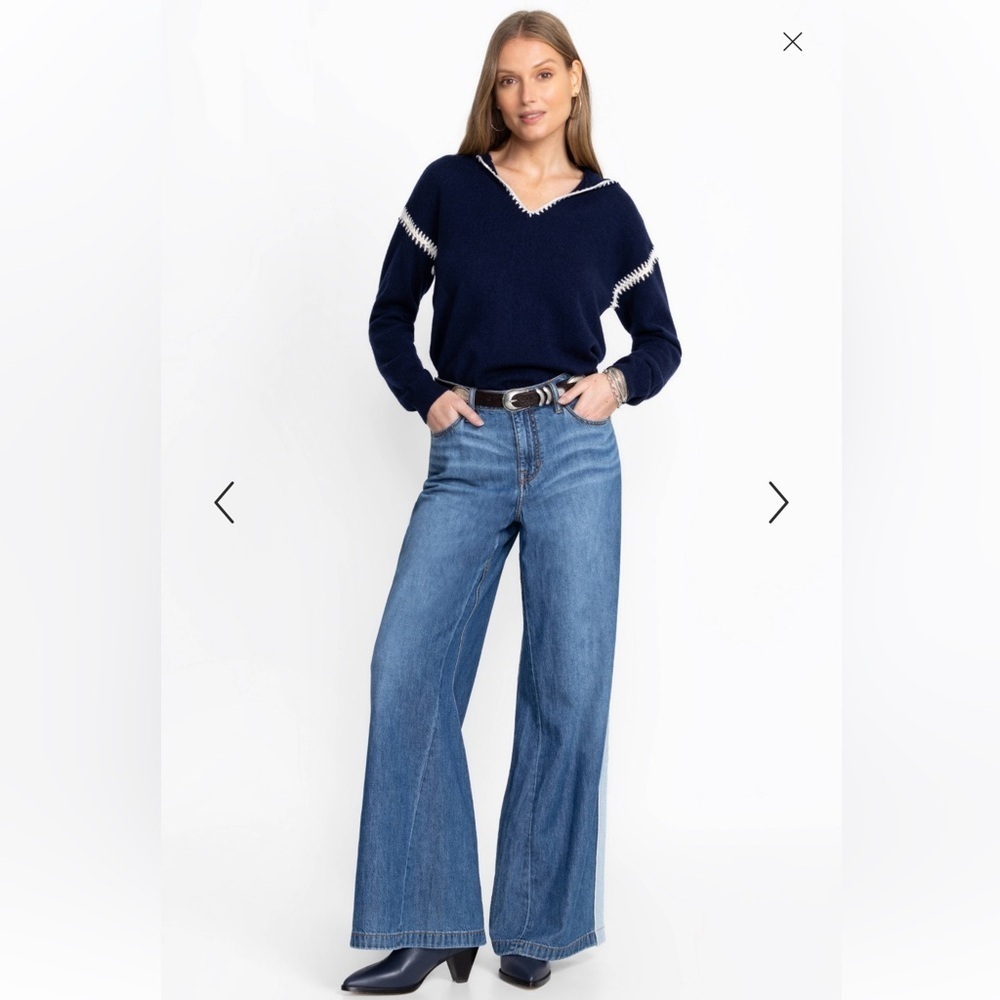 Johnny Was - The Blanket Stitch Wide Leg Jean, NWT, Size 32